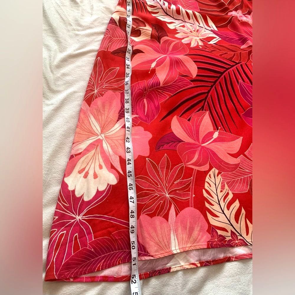 Farm Rio Philipa Maxi Dress Red Pink Floral Size Large Tropical Boho Sundress - Picture 11 of 14